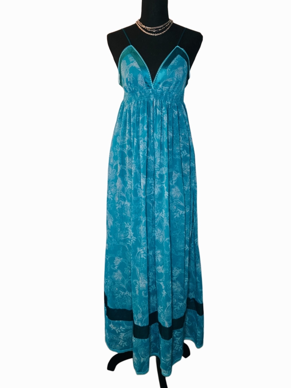 Y2k Victoria's Secret Angels Blue Paisley Spaghetti Strap Maxi Dress!